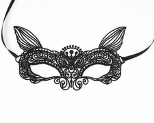 Koronkowa maska karnawałowa czarna - 1 szt.