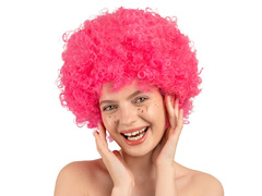 Peruka afro różowa - 1 szt.