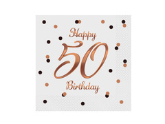 Serwetki na pięćdziesiąte urodziny białe - 33 cm - 20 szt.