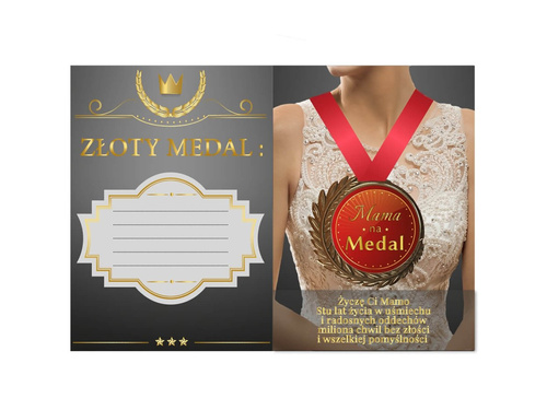 Kartka z medalem Mama na medal - 1 szt.