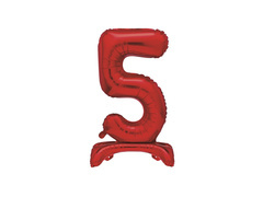 Balon foliowy stojący cyfra 5 czerwony - 76 cm - 1szt.