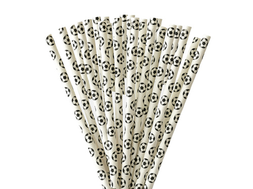 Słomki urodzinowe Piłka Nożna - 19 cm - 100 szt.