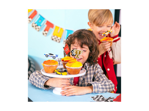 Pikery na tort Wyścigówki - 10,5 cm - 7 szt.