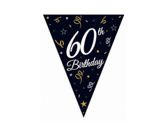 Baner flagi czarny z napisem 60th Birthday - 270 cm - 1 szt.
