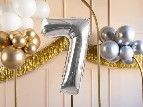 Balon foliowy cyfra 7 srebrna - 72 cm - 1 szt.
