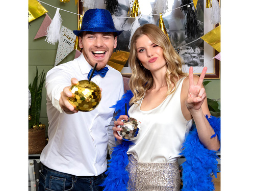 Kubek Disco złoty ze słomką - 1 szt.