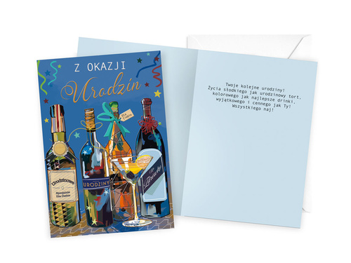 Kartka na urodziny Alkohole - 1 szt.