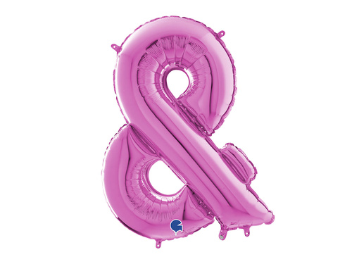 Balon foliowy fuksjowy znak & - 66 cm - 1 szt.