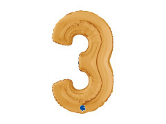 Balon foliowy cyfra 3 złoty - 26" - 1 szt.