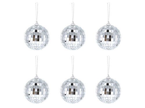 Kula dyskotekowa srebrna - 7 cm - 6 szt.