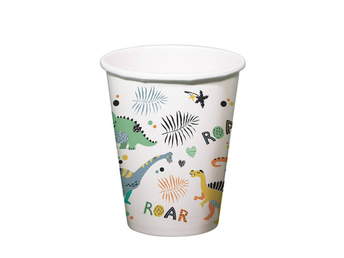 Kubeczki papierowe Dinozaury - 250 ml - 6 szt.