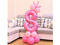 Zestaw balonów z cyfrą osiem różowy - 15 szt.