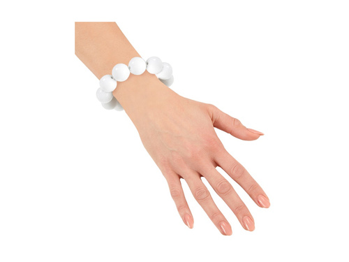 Biała koralikowa bransoletka disco lata 70.