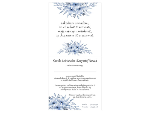 Zaproszenie personalizowane na ślub z kopertą - 6 szt.