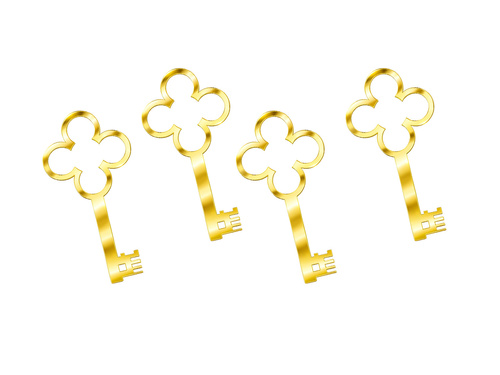 Klucz do wróżb z wosku złoty - 13 cm - 4 szt.