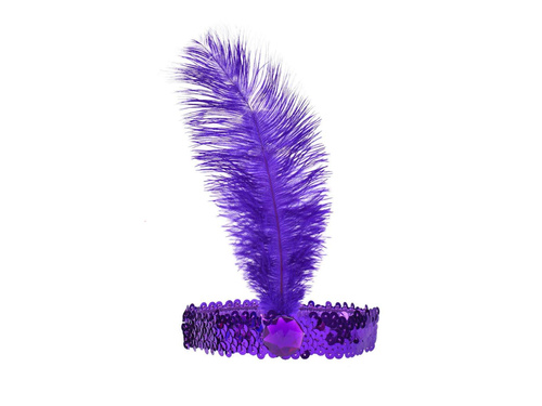 Opaska z piórem Retro fioletowa - 1 szt.