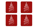 Podstawka kwadratowa pod kubek - Choinka - 10 cm - 4 szt.