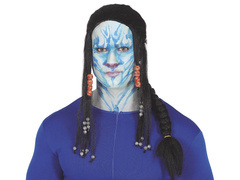 Peruka czarna z warkoczem i koralikami - 1 szt.