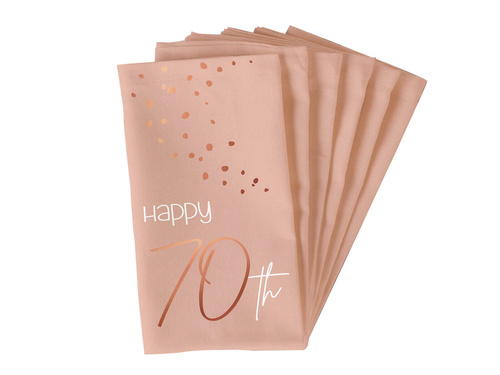 Serwetki urodzinowe różowe Happy 70th - 33 cm - 10 szt.