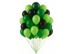 Zestaw balonów lateksowych zielono-czarne - średnie - 30 szt.