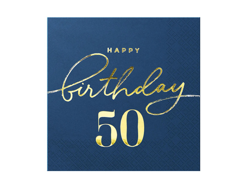 Serwetki na pięćdziesiąte urodziny granatowe - 33 cm - 10 szt.