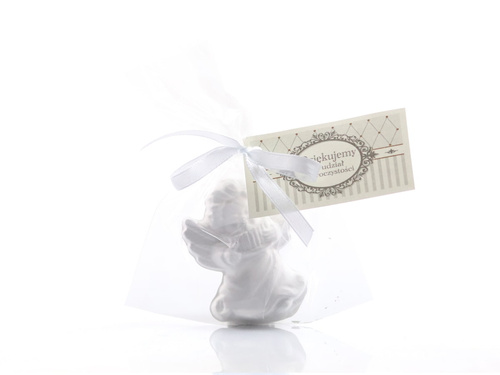 Aniołek gipsowy z białą kokardką - 1 szt.