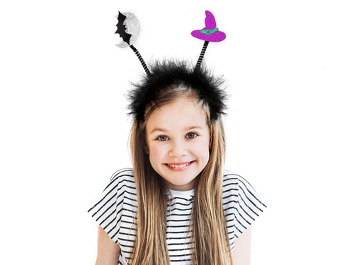 Opaska z nietoperzem i kapeluszem na Halloween - 1 szt.