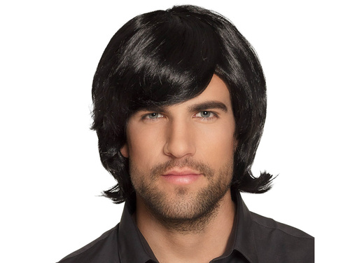 Czarna peruka z grzywką - 1 szt.