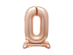 Balon foliowy stojący cyfra 0 różowe złoto - 76 cm - 1szt.