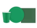 Zestaw kubeczki + serwetki + talerzyki papierowe zielone - 44 szt.