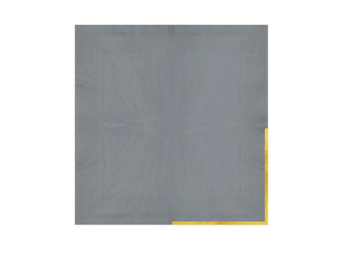 Serwetki papierowe szare ze złotym brzegiem - 33 cm - 10 szt.