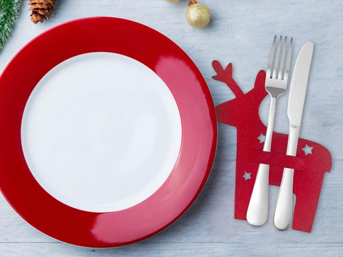 Etui na sztućce Renifer czerwony - 4 szt.