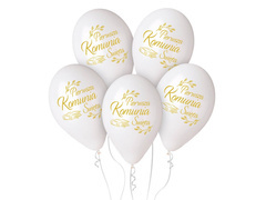 Balony lateksowe Pierwsza Komunia Święta - 33 cm - 5 szt.