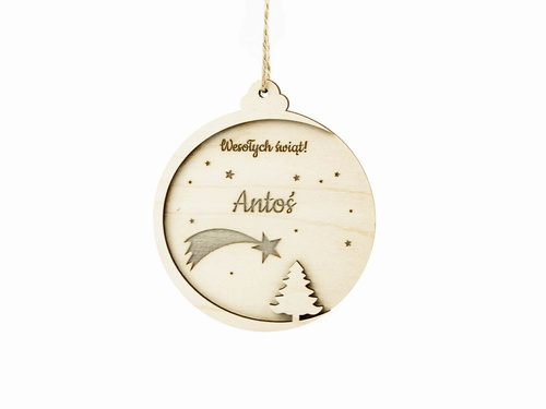 Zawieszka drewniana z imieniem - 10 x 11 cm - 1 szt.