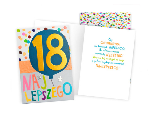 Kartka na osiemnaste urodziny - 1 szt.