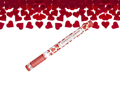 Tuba strzelająca, czerwone serca, 60 cm, 1 szt.