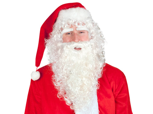 Peruka Mikołaja z brodą i brwiami Deluxe - 1 kpl.