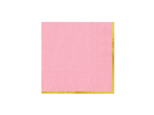 Zestaw kubeczki + serwetki + talerzyki papierowe jasnoróżowe ze złotym brzegiem - 22 szt.