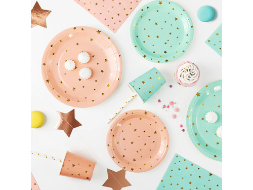 Słomki rurki białe w złote gwiazdki - 10 szt.