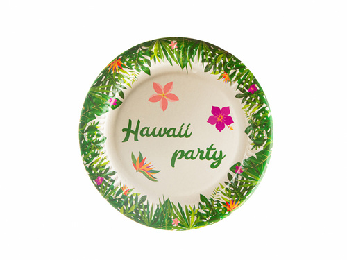 Talerzyki papierowe Hawaii Party - 18 cm - 6 szt.