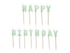 Świeczki pikery napis Happy Birthday - zielone - 1 op.