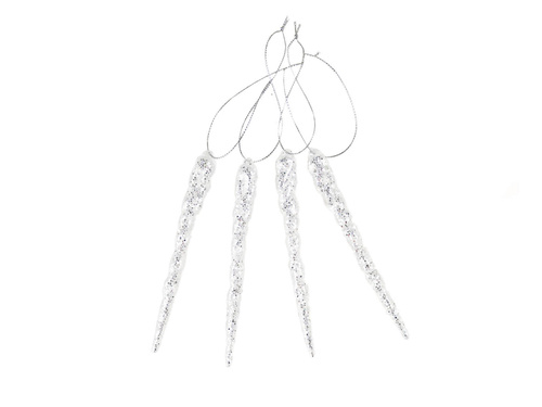 Bombki choinkowe Sople brokatowe - 12 cm - 4 szt.