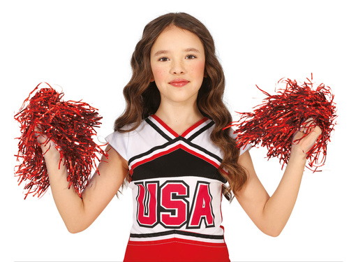 Pompony cheerleaderki czerwone - 2 szt.