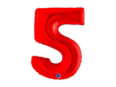 Balon foliowy cyfra 5 czerwony - 40" - 1 szt.