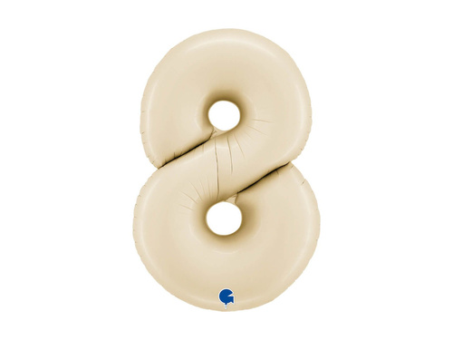 Balon foliowy cyfra 8 satynowy kremowy - 26" - 1 szt.