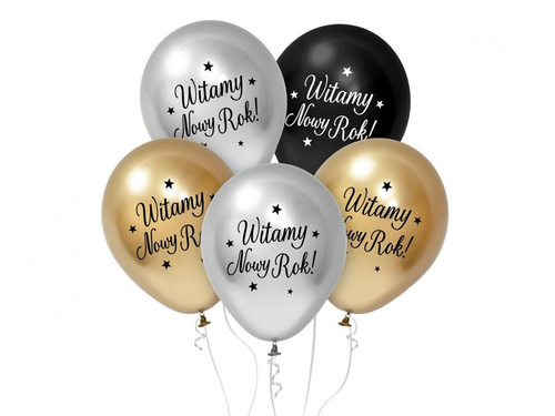 Balony lateksowe Witamy Nowy Rok - 30 cm - 5 szt.