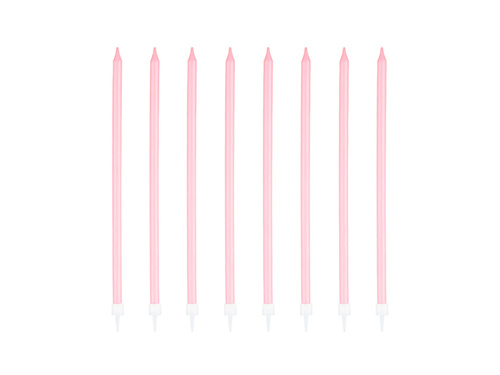 Świeczki urodzinowe długie różowe - 15 cm - 8 szt.