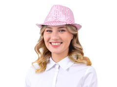 Kapelusz z cekinami jasny różowy - 1 szt.