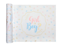 Dekoracja bieżnik z włókniny na stół Girl or Boy? - 28 cm x 3 m - 1 szt.