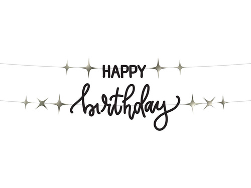 Baner Happy Birthday czarny - 100 cm - 2 szt.